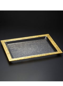 Buy Acrylic Serving Tray Bark Gold 46 cm in UAE