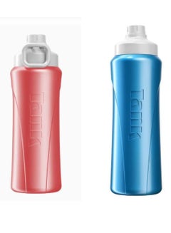 Buy Set of 2 Plastic Water Bottles Pink/Light Blue 1000ml in Saudi Arabia