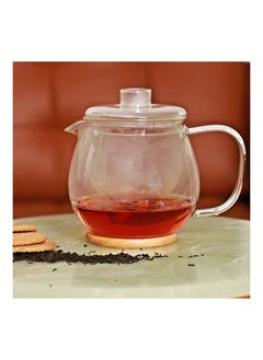 اشتري Life Smile Glass Teapot With Infuser Borosilicate Glass Modern Houseware Tea Pot L 18x14.3 X H 16cm Clear في الامارات