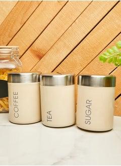 Buy Liberty Set Of 3 Cream Enamel Canisters in UAE