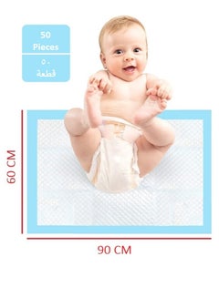 Buy 50 Pieces Packed in 5 Pouches 60 cm x 90 cm Disposable Changing Pads for Baby Soft Ultra Absorbent Waterproof Large Diaper Changing Pad Liners Baby Changing Pad Cover Bed Pads in UAE