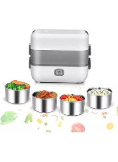 اشتري Portable Food Warmer Household 2-Layer Steamer Lunch Box with Stainless Steel Bowl, 2000ml Lunch Box في الامارات