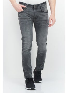 Buy Men Slim Fit Stretchable Washed Denim Jeans, Grey in Saudi Arabia