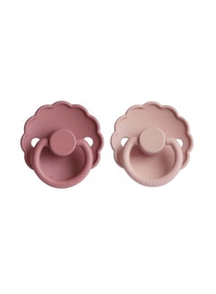 Buy Pack Of 2 Daisy Silicone Baby Pacifier 6-18M, Blush/Cedar in Saudi Arabia