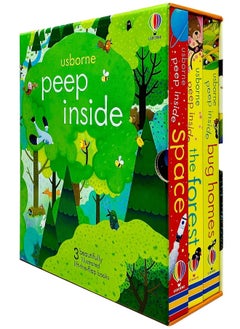 Buy Usborne Peep Inside Lift-the-Flap Series 3 Books Collection Box Set (Space, The Forest & Bug Homes) in UAE