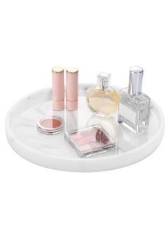 Buy Tycom Round Vanity Tray, Bathroom Vanity Tray Resin Kitchen Sink Tray, Countertop Organizer Tray for Perfume Towel Dresser Jewelry Candle, Coffee Table Decorative Tray,18 MM White in UAE