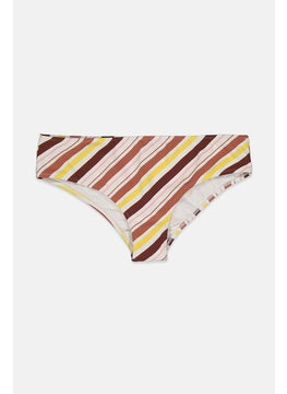 Buy Women Stripe Bikini Bottom, White Combo in Saudi Arabia