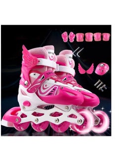 Buy Full Set Single Flash Children′s Roller Skates Adult Roller Skates Adjustable Skates in UAE