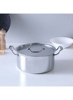 Buy Celina Stainless Steel Casserole With Ss Lid 2.5Mm Stainless Steel Non-Stick Stockpot With Cover For Kitchen W24Xh12.5Cm - Silver in UAE