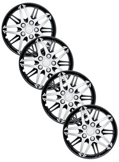 Buy EMTC Taiwan Wheel Cover Pack of 4 | 15" Inch | EM-3130 Silver Black Universal Nested Style in UAE