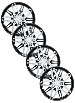 Buy EMTC Taiwan Wheel Cover Pack of 4 | 15" Inch | EM-3130 Silver Black Universal Nested Style in UAE