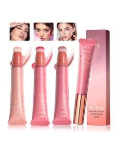 Buy Liquid Blush Beauty Wand, 3 Colors Matte Cream Face Blushes Stick with Cushion Applicator, Multi-use Makeup Waterproof Blendable Rouge Liquid Blush Stick For Cheeks Glow Dewy Finish in Saudi Arabia
