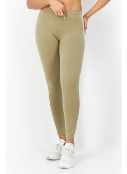 اشتري Women Sportswear Fit Brand Logo Training Tights, Olive في الامارات