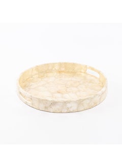 Buy Skies Decorative Tray, Ivory & Gold - 45x45 cm in UAE