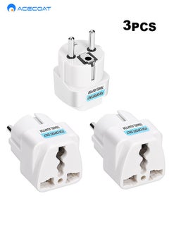 Buy UK to EU Plug Travel Adapter-Wall Power Charger-3-pin KSA/UAE/UK Plug Convert to 2-pin EU/Germany/France/Italy/Spain Socket Converter-Type E/F European Adapter for KSA/ US/UK/JP/CN/AU-3 pack-White in Saudi Arabia