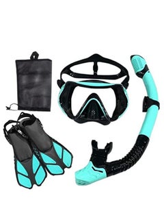 Buy Mask Fins Snorkel Set Adults Men Women, Swim Goggles 180 Panoramic View Anti Fog Anti Leak Dry Top Snorkel And Dive Flippers Kit With Gear Bag For Snorkeling Swimming Scuba Diving in UAE