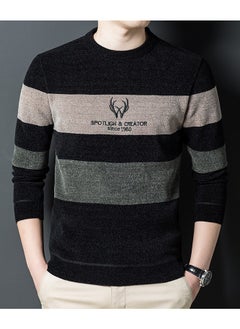 Buy All Match Knitted Color Block Sweater, Men's Casual Warm High Stretch Crew Neck Pullover Sweater For Men Fall Winter in Saudi Arabia