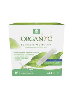 Buy Organyc Complete Protection Feminine Care Organic Cotton Tampons with Compact Applicator, Super, 16 Pieces - Pack of 1 in Saudi Arabia