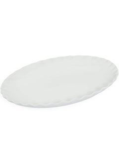 Buy Onde Porcelain Oval Serving Platter, White - 32x21 cm in UAE