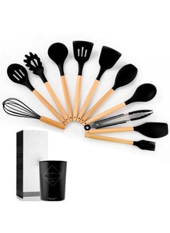 Buy Cooking utensil Set 12 Pcs Silicone Spatula Set for Baking Cooking & Decorating Home Kitchen Spatula Spoon Gadget with Holder for Nonstick Cookware  Heat-Resistant & BPA-Free Cooking Spatula Set in UAE