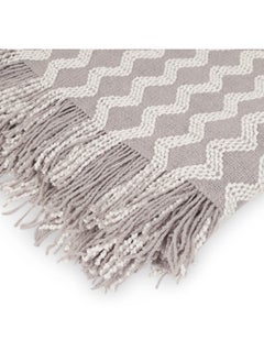 اشتري E-Orion Dyed Throw, Grey And White - 127X152 Cm في الامارات