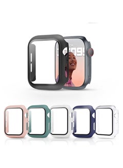 Buy Matte Case for Apple Watch 45mm with Built in Screen Protector (Pack of 6) Protective Cover Shockproof Design - Black/Blue/Green/Clear/White/Pink in UAE