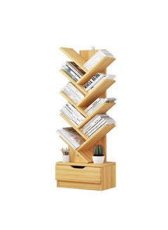 Buy 9-layer Tree Bookshelf, 8-layer Wooden Bookshelf With Drawers Modern Book Storage Freestanding Tree Bookshelf, High Narrow Angle Bookshelf, Suitable For Home Office, Living Room, Bedroom (maroon) in UAE