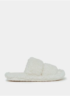 اشتري Double Strap Faux Fur Bedroom Slippers في السعودية