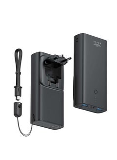 اشتري BRAVE Portable Charge 2-In-1 Power Bank 10000mAh (EU Plug) 22.5W USB-C PD Input/Output QC 3.0 Port for All Mobile Phone (Black) في الامارات