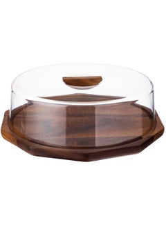 Buy Beech wood cake stand with 35 cm acrylic cover in Saudi Arabia