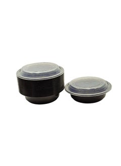 Buy Microwave Container Black Round With Lid 16 Ounces Pack of 24 Pieces. in UAE