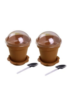 اشتري SYOSI 50Pcs Flower Pot Dessert Cups with Lids and Spoon, Creative Cake Cups with Base, Small Appetizer Cups for Yogurt Cupcake Jelly في الامارات