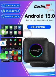 Buy Carlinkit Smart TV Box 128GB Android 13 Wireless Android Auto Adapter QCM6225 8-Core For Youtube Netflix Ai Box Car Player in Saudi Arabia