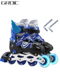 Buy Adjustable Inline Roller Skates with Light Up Wheels and Wings Outdoor sport for Kids Beginner in Saudi Arabia