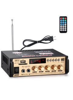 Buy 198B 2 Channel Bluetooth 5.0 Stereo Amplifier Rms 30Wx2 Max 250Wx2 Home Audio Power Sound Receiver W Fm Radio Usb Headphone 2 Wireless Mic For Karaoke Speaker Sound System in UAE