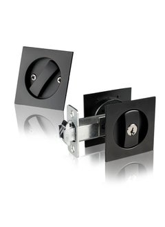 Buy Entry Pocket Door Lock Privacy Pocket Door Hardware Latch Contemporary Entry Square Sliding Barn Door Lock Latch Invisible Hardware for 1 3/8” to 2 3/16” Thickness Door in Saudi Arabia