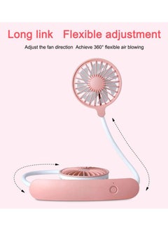 Buy USB Rechargeable Battery Operated Neck Fan Pink/White in UAE