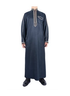 اشتري Spring Standing Collar Printed Men's Ethnic Style Loose Long Robe في السعودية