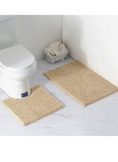 اشتري TYCOM Bathroom Rugs Bath Mat, 50x80cm, Non-Slip Fluffy Soft Plush Microfiber Shower Carpet Rug, Machine Washable Quick Dry Ultra Bath Mats for Tub, Bathroom and Shower - Long 2 Packs Beige في الامارات