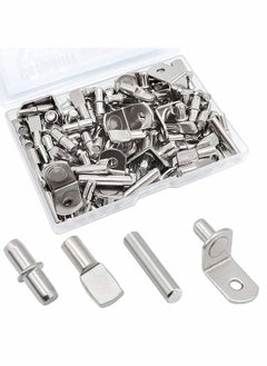 اشتري Shelf Pins Kit,4 Styles Nickel Plated Shelf Support Pegs, Bookshelf Pegs for Shelves, Cabinet Shelf Bracket Pegs Shelf Pins Holders for Kitchen Furniture & Closet 104Pcs (5mm & 1/4inch) في الامارات