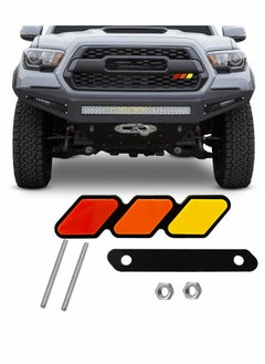 اشتري Tri-color grille badge logo decoration accessories car truck label for Tacoma 4Runner and Tundra Rav4, three-color Highlander's T-G3Y (Red Orange Yellow) في الامارات