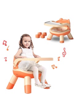 Buy Multi-Functional Children's Dining Chair, Portable Baby Seat with Food Tray, Baby Booster Seat for Camping & Feeding (Orange) in Saudi Arabia