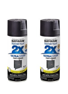 اشتري Rust-Oleum 249127 painter's touch 2X ultra cover spray paint 12 oz flat black pack of 2 في الامارات