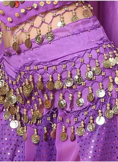 Buy Belly Dance Belt With Coins Pendant Waist Chain Skirt Hip Scarf Belt Dance Costume Accessory Purple in UAE