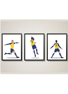 Buy set of 3, Cristiano Ronaldo Al-Nassr FC Poster with Frame 21x30cm in UAE