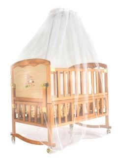 Buy Wooden Movable Baby Crib Cot With Mosquito Net in Saudi Arabia