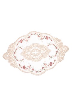 Buy 2 PCS Retro Lace Placemats, Floral Decor Circle Placemats, Handmade Embroidered Table Mats, Washable Lace Cutwork Placemats in Saudi Arabia