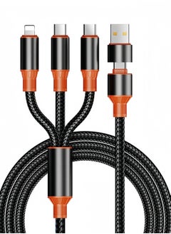 Buy General 3 in 2 Multi Charging Cable, Nylon Braided USB-A&USB-C to Lightning And USB-C And Micro Multi Charger Cord for Multiple Devices IOS + Android Fast Charger Cable 1.2M Black Orange in UAE