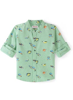 Buy Babyhug Cotton Woven Full Sleeves Shirt with Sports Print - Green(12-18M) in UAE