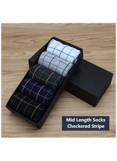 Buy 5 Pairs Of Boxed Men's Business Style Breathable Mid Length Socks in UAE